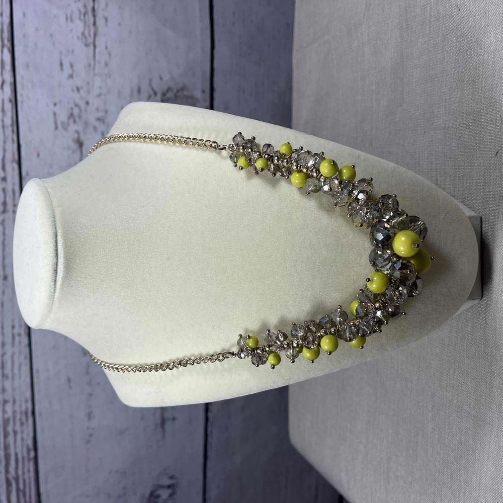 Simply Vera Wang Cluster Beads Necklace Yellow Crystal Statement Chain